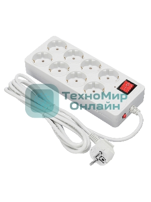 Сетевой фильтр Buro 800SH-3-W 3 м, 8 розеток, белый, коробка