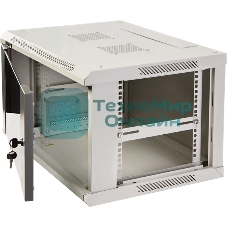 Шкаф коммутационный Lanmaster (TWT-CBWPG-6U-6X4-GY) 6U 600x400 мм пер. дв. стекл 60 кг серый