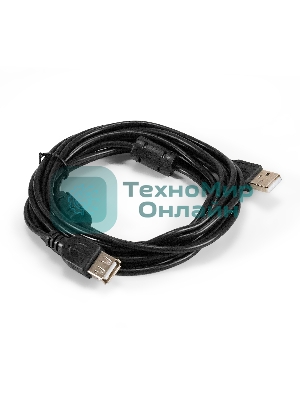 Удлинитель USB 2.0 ExeGate EX-CCF-USB2-AMAF-3.0F (Am/Af, позолоченные контакты, ферритовые кольца, 3м)