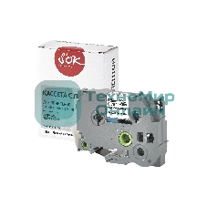 Кассета с лентой S'OK by Sakura Printing TZEFX241 для Brother, черный на белом, 18мм/8м, наклейка