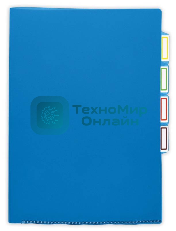 Папка-уголок Бюрократ -E356BLUE 3 уровн. A4, пластик, 0.15мм, синий