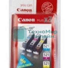 Картридж струйный Canon CLI-521 (2934B010) голубой/пурпурный/желтый набор карт. для Canon Pixma MP540/620/630/980