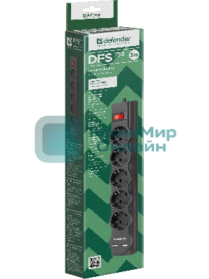 Сетевой фильтр Defender 3M DFS 753 5OUTL.