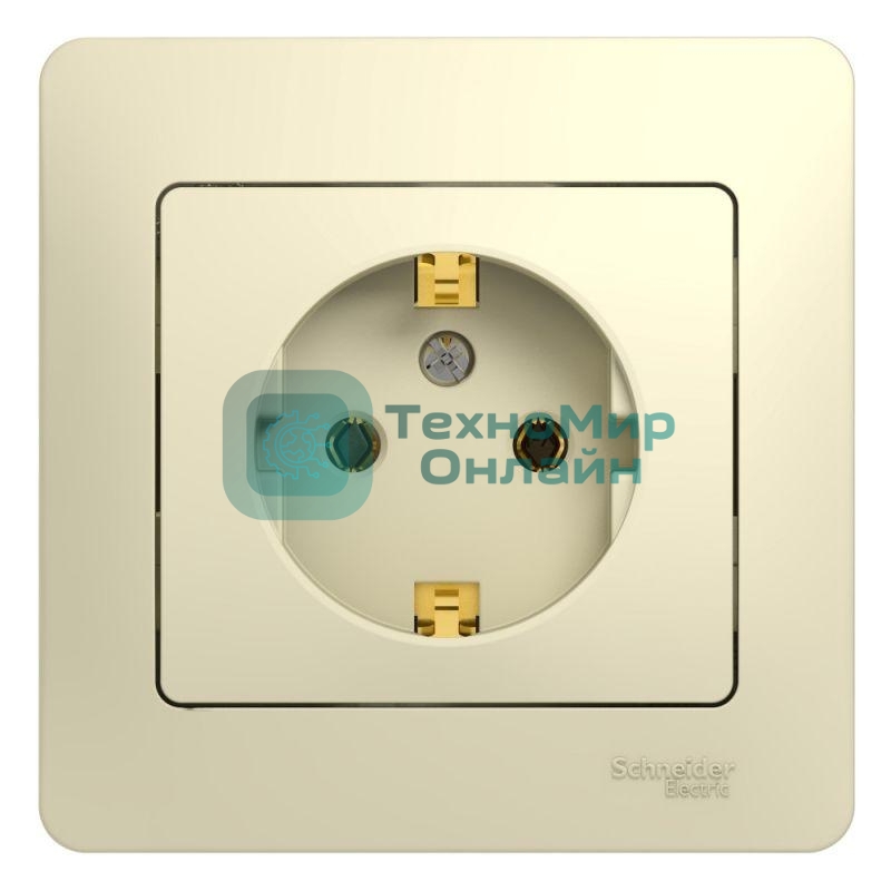 Розетка 1-м СП Glossa 16А с заземл. в сборе беж. SchE GSL000242