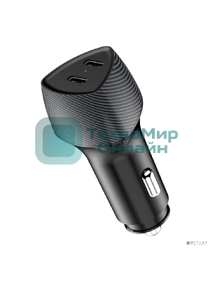 Автомобильное зарядное устройство с двумя портами Rexant (USB-C PD + USB-C PD) со световой индикацией, 40Вт, черное