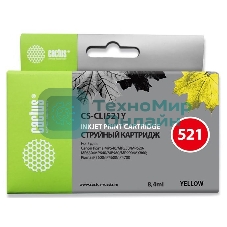 Картридж струйный Cactus CS-CLI521Y желтый (8.4 мл.) для Canon Pixma MP540/MP550/MP620/MP630/MP640/MP660/MP980/MP990/iP3600/iP4600/iP4700/MX860