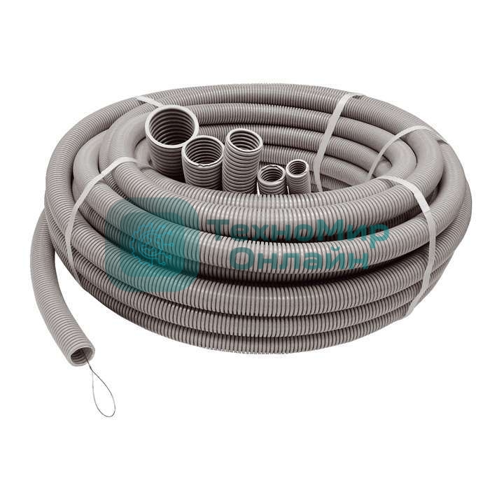 Труба гофрированная ПВХ d25 мм с зондом сер. (20 м) Рувинил 12501(20)