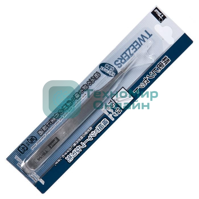 Пинцет прямой Goot TS-14 нерж.сталь (усиленный) антимагнитный, Япония