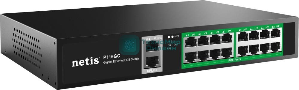 Коммутатор 16PORT 10/100M 16POE+2XGE+SFP P116GC NETIS