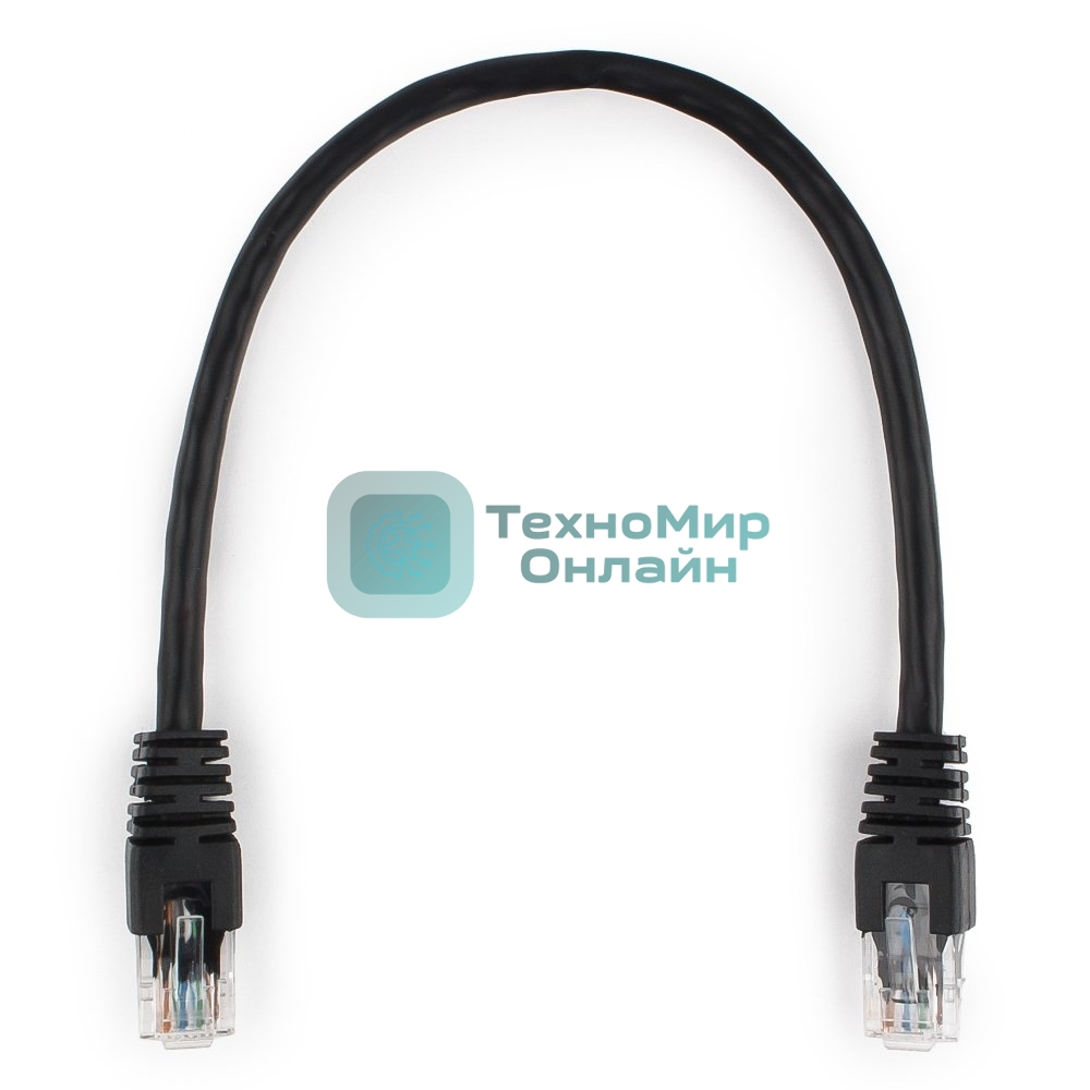 Патч-корд UTP Cablexpert PP6U-0.25M/BK cat.6, 0.25м, литой, многожильный, черный