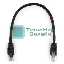 Патч-корд UTP Cablexpert PP6U-0.25M/BK cat.6, 0.25м, литой, многожильный, черный