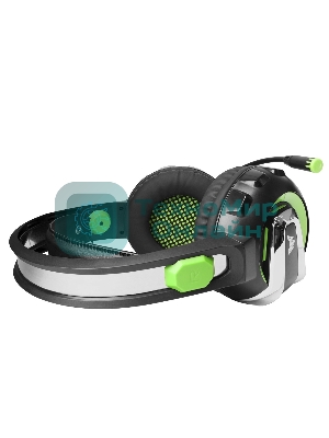 Гарнитура Crown CMGH-3002 чёрный/зелёный, проводная, подсветка