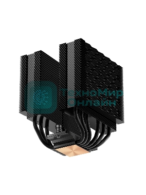 Кулер для процессора PCCooler RT620 BK (250W, 4-pin PWM, 157mm, Al/Cu, 6x6mm, 2x120mm, 73.32CFM, 34.9dBA, 2200RPM, S: 1851/1700/1200/115X, AM5/AM4, black)