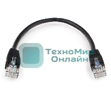 Патч-корд UTP Cablexpert PP6U-0.25M/BK cat.6, 0.25м, литой, многожильный, черный