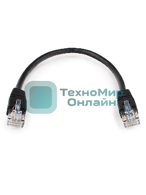 Патч-корд UTP Cablexpert PP6U-0.25M/BK cat.6, 0.25м, литой, многожильный, черный