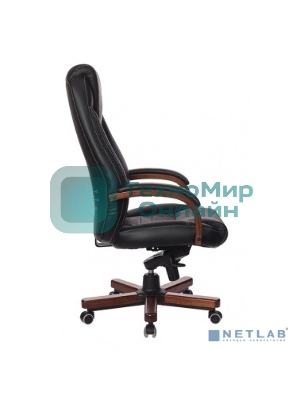 Кресло Бюрократ T-9923WALNUT/BLACK черный, кожа