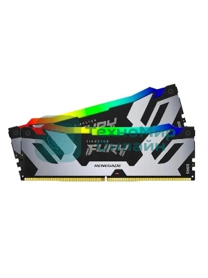 Оперативная память Kingston Fury Renegade, DDR5, 32Gb (1x32Gb), 6400MHz, CL32, DIMM, радиатор, RGB, серебристый/черный