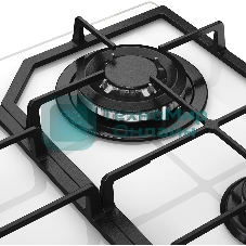 Варочная панель MONSHER MGG 63 Blanc, газ, High-Tech, 59 см, автоматический электроподжиг, газ-контроль, форсунки под сжиженый газ, SABAF конфорки, чугунные решетки, белый