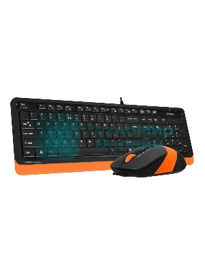 Комплект клавиатура+мышь A4Tech FStyler F1010 проводной, USB, 1600 DPI, чёрный/оранжевый