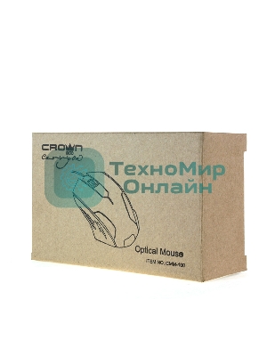 Мышь проводная Crown CMM-100 черный, 1000 dpi, USB, кнопки - 3