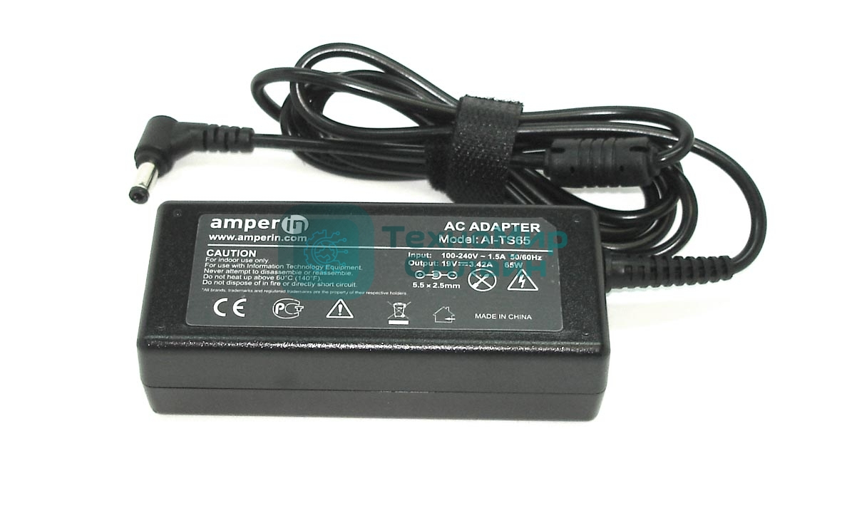 Блок питания (сетевой адаптер) Amperin AI-TS65 для ноутбуков Toshiba 19V 3.42A 5.5x2.5 мм