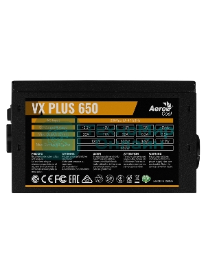 Блок питания Aerocool/Formula VX-650 PLUS, 650Вт, 120мм, черный