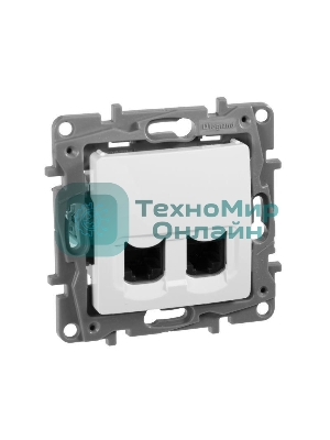Двойная розетка RJ 45 - категория 5е - UTP - Etika - белый