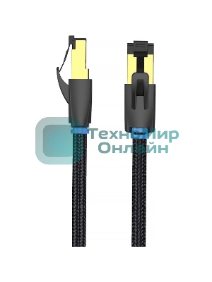 Патч-корд Vention прямой SFTP cat.8 RJ45 - 0,5м. черный Тканевая оплетка