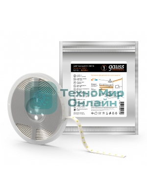 Лента светодиодная Gauss Elementary 2835 -SMD 4.8W 12V DC теплый белый IP20 (ZIP bag 5m)