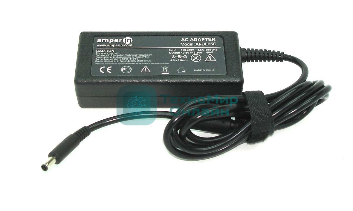 Блок питания (сетевой адаптер) Amperin AI-DL65C для ноутбуков Dell 19.5V 3.34A 4.5х3.0(0.6)мм