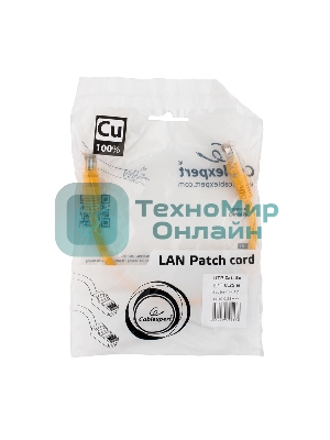 Патч-корд медный UTP Cablexpert PP10-0.25M/Y cat.5e, 0.25 м, литой, многожильный, желтый