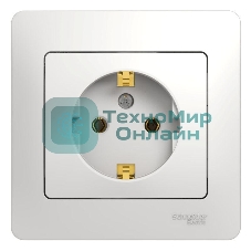 Розетка 1-м СП Glossa 16А с заземл. в сборе бел. SchE GSL000142