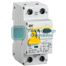 Выключатель автоматический дифференциального тока 2п (1P+N) C 6А 30мА тип A 6кА АВДТ-32 IEK MAD22-5-006-C-30