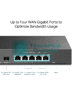 Маршрутизатор TP-Link Gigabit multi-WAN VPN router, 1 Gb SFP WAN,1 Gb RJ-45 WAN, 2 Gb WAN/LAN, 2 Gb fixed LAN ports