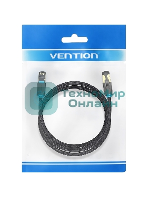 Патч-корд Vention прямой SFTP cat.8 RJ45 - 0,5м. черный Тканевая оплетка