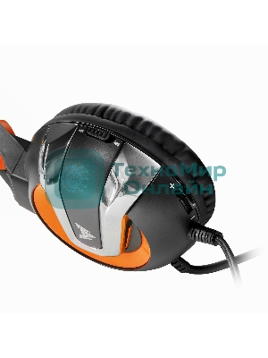 Гарнитура Crown CMGH-3003 чёрный/оранжевый, проводная, подсветка