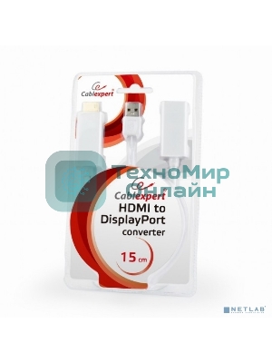 Конвертер HDMI->DisplayPort, Cablexpert DSC-HDMI-DP-W, HD19M+USBxHD20F, белый