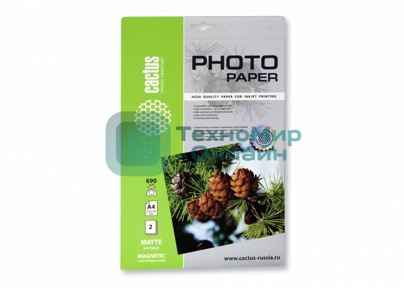 Фотобумага с магнитным слоем Cactus CS-MMA46902 матовая А4 690 г/м2 2 листа