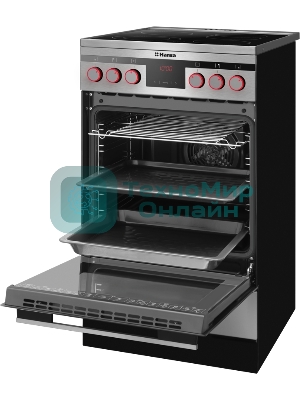 Плита электрическая Hansa FCCX58225 серебристый, конфорок 4 шт, духовка 65 л, 50 см x 85 см x 60 см