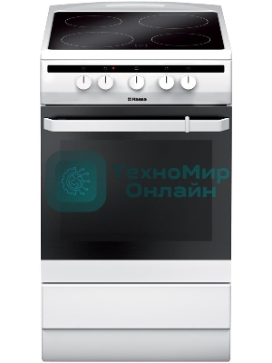 Плита электрическая Hansa FCCW54002 белый, конфорок 4 шт, духовка 68 л, 50 см x 85 см x 60 см