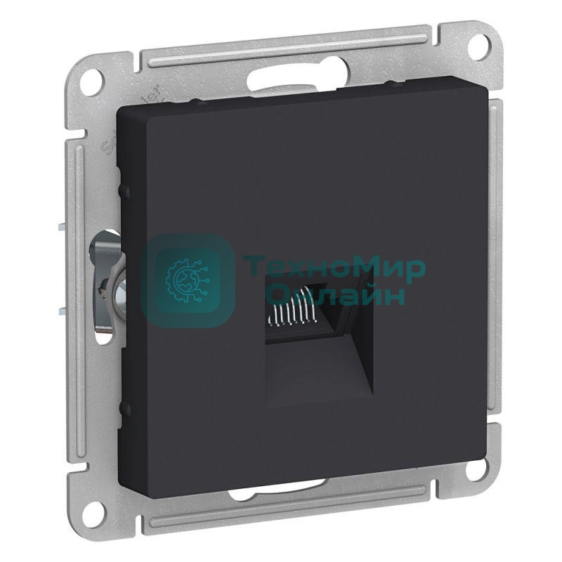 Розетка компьютерная RJ45 Systeme electric ATN001083 AtlasDesign, механизм, карбон