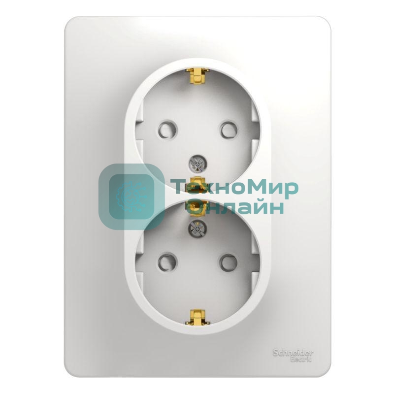Розетка 2-м СП Glossa защ. шторки с заземл. в сборе бел. SchE GSL000126