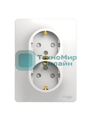 Розетка 2-м СП Glossa защ. шторки с заземл. в сборе бел. SchE GSL000126