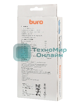 Сетевой фильтр Buro 800SH-5-B 5 м, 8 розеток, черный, коробка