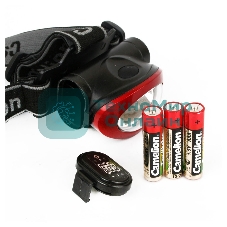 Фонарь налобный Camelion LED5382 черный/красный 3Вт лам.:светодиод. AAAx3 (13366)