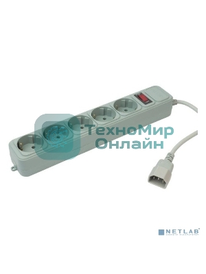 Сетевой фильтр PC Pet AP01006-E-GR 1.8м, 5 розеток, серый