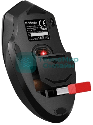 Мышь беспроводная Defender Datum MB-345 черный, 1600 dpi, радиоканал, USB, кнопки - 4