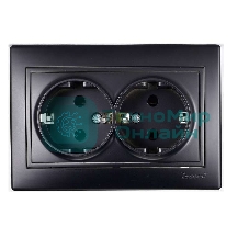 Розетка 2-м СП Мира 16А IP20 с заземл. керам. черный бархат LEZARD 701-4242-127