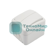 Выключатель двухклавишный Kranz Mini OG открытой установки, IP54 белый