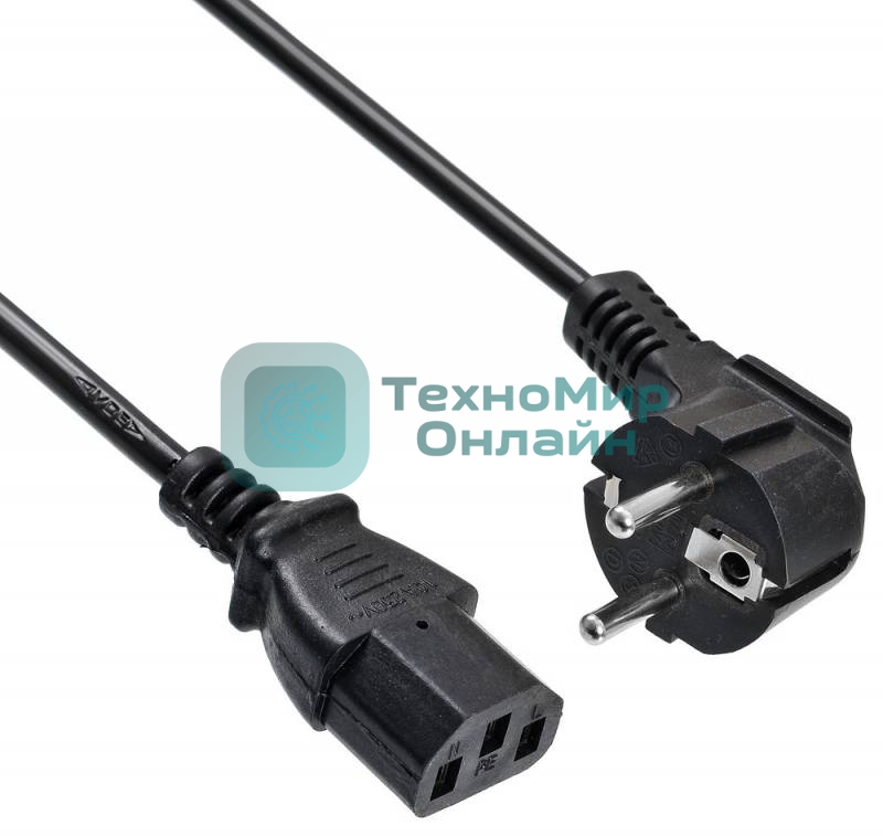 Кабель Buro BU-PCAB-5M-16A IEC C13 Евровилка угловой 5м